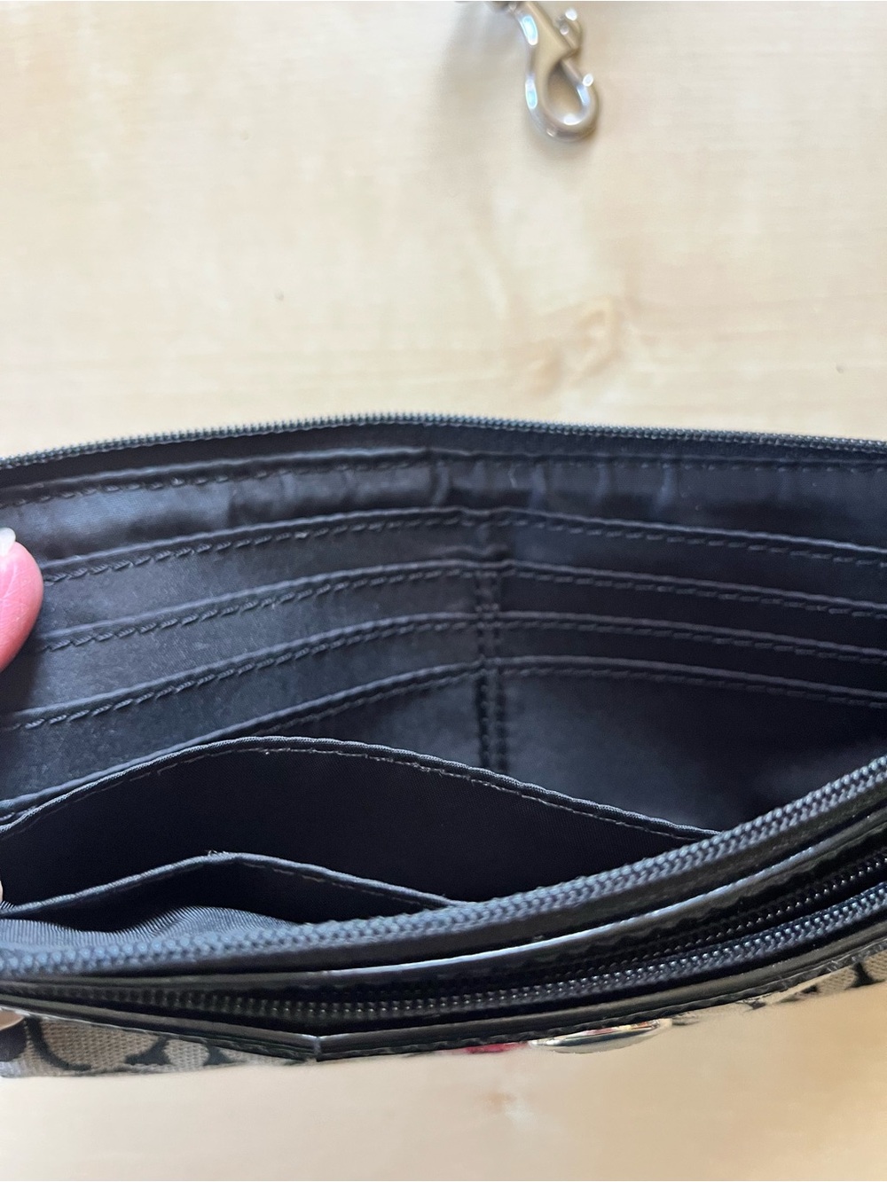 Coach Poppy Signature Wristlet in Black, Gray & Red - Picture 7 of 14